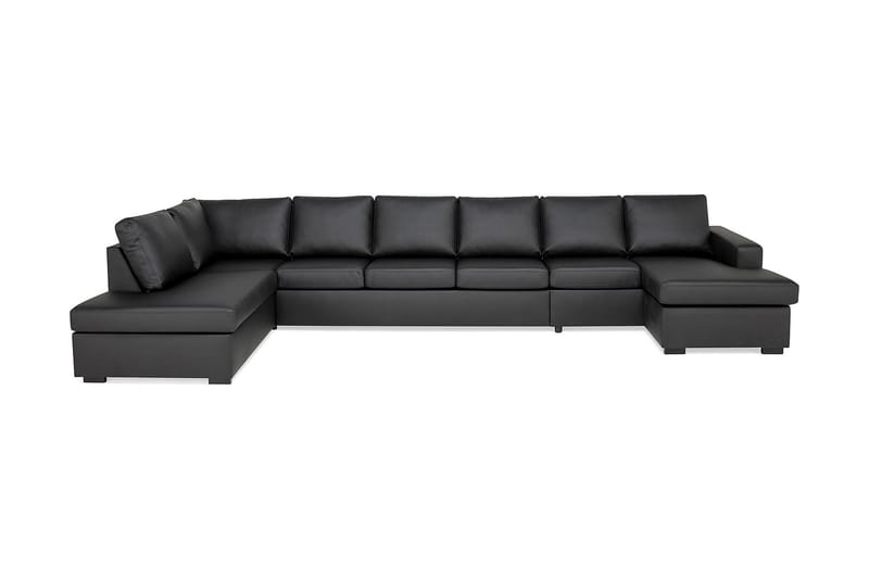Crazy 6-sits Vänstervänd U-formad XX-Large Soffa med Divan och Schäslong i Konstläder - Svart - Möbler - Soffa - Skinnsoffa