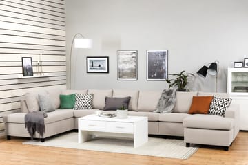 Crazy 6-sits Vänstervänd U-formad XX-Large Soffa med Divan och Schäslong i Tyg - Beige - Möbler - Soffa - U-soffa