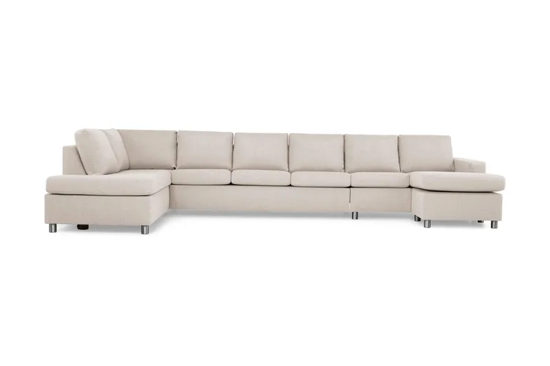 Crazy 6-sits Vänstervänd U-formad XX-Large Soffa med Divan och Schäslong i Tyg, Beige
