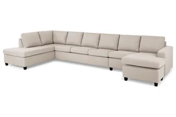 Crazy 6-sits Vänstervänd U-formad XX-Large Soffa med Divan och Schäslong i Tyg - Beige - Möbler - Soffa - U-soffa