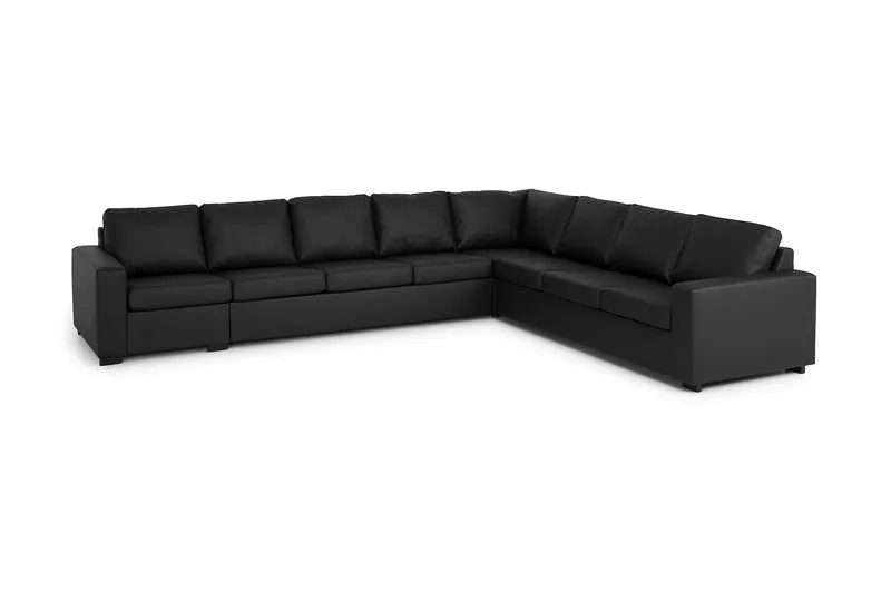 Crazy 7-sits Vändbar L-formad XX-Large Hörnsoffa i Konstläder - Svart - Möbler - Soffa - Skinnsoffa