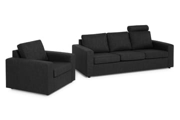 Crazy Soffgrupp 3-sits Soffa + Fåtölj i Tyg - Antracit - Möbler - Soffa - Soffgrupp