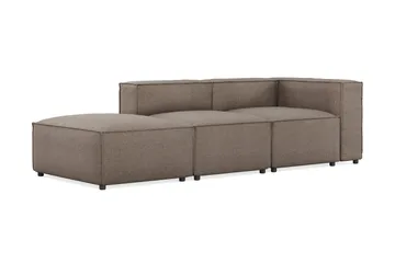 Cubo 3-sits Djup Modulsoffa + Fotpall i Tyg - Grå - Möbler - Soffa - Modulsoffa - Komplett modulsoffa