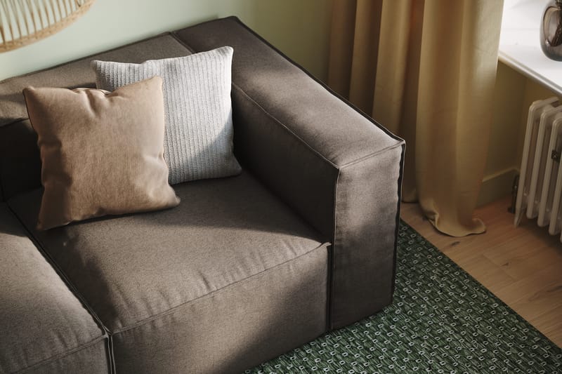 Cubo 3-sits Djup Modulsoffa + Fotpall i Tyg - Grå - Möbler - Soffa - Modulsoffa - Komplett modulsoffa