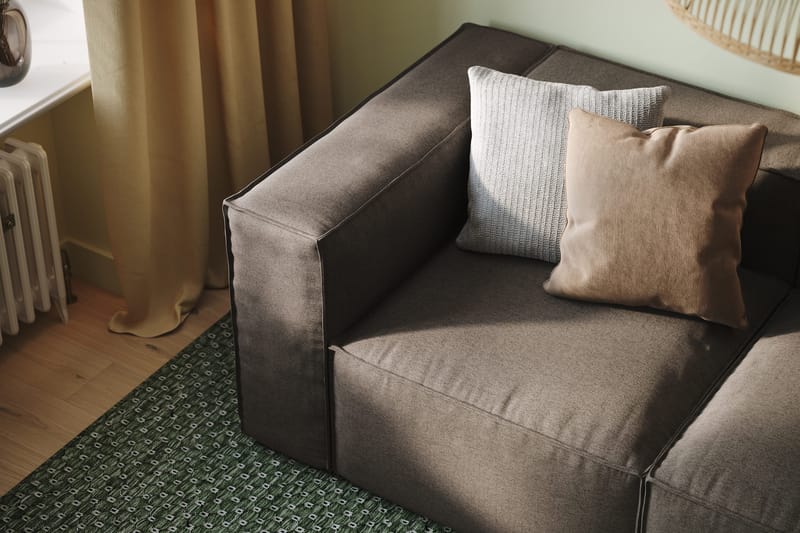 Cubo 3-sits Djup Modulsoffa + Fotpall i Tyg - Grå - Möbler - Soffa - Modulsoffa - Komplett modulsoffa