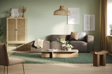 Cubo 3-sits Djup Modulsoffa + Fotpall i Tyg - Grå - Möbler - Soffa - Modulsoffa - Komplett modulsoffa