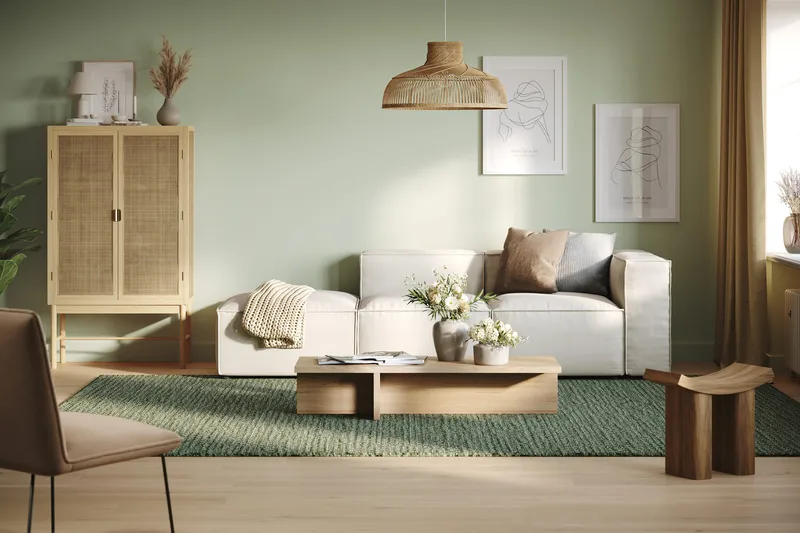 Cubo 3-sits Djup Modulsoffa + Fotpall i Tyg - Vit - Möbler - Soffa - Modulsoffa - Komplett modulsoffa