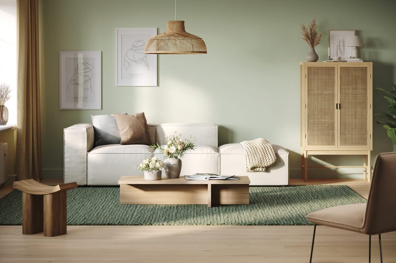 Cubo 3-sits Djup Modulsoffa + Fotpall i Tyg - Vit - Möbler - Soffa - Modulsoffa - Komplett modulsoffa