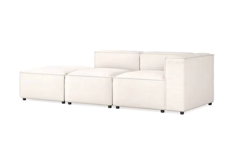 Cubo 3-sits Djup Modulsoffa + Fotpall i Tyg - Vit - Möbler - Soffa - Modulsoffa - Komplett modulsoffa