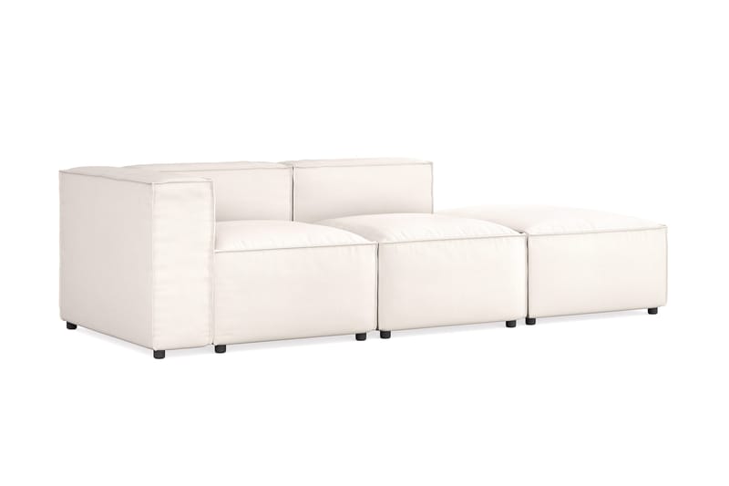 Cubo 3-sits Djup Modulsoffa + Fotpall i Tyg - Vit - Möbler - Soffa - Modulsoffa - Komplett modulsoffa