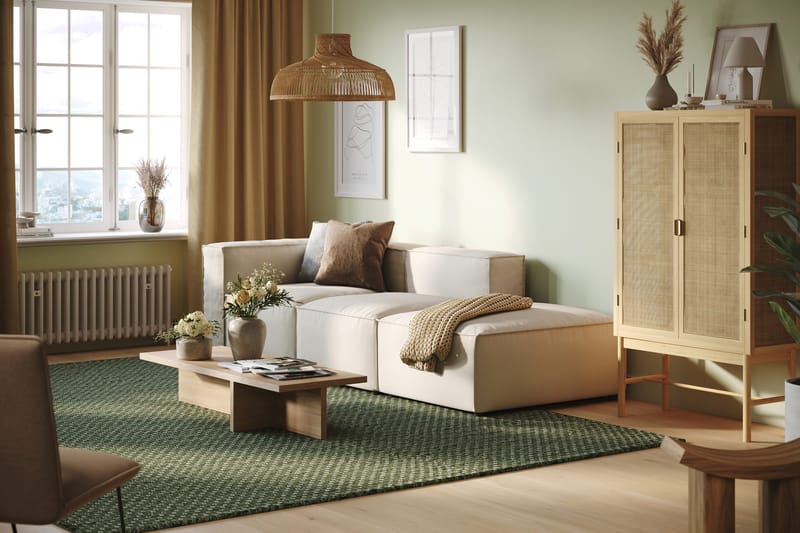 Cubo 3-sits Djup Modulsoffa + Fotpall i Tyg - Vit - Möbler - Soffa - Modulsoffa - Komplett modulsoffa