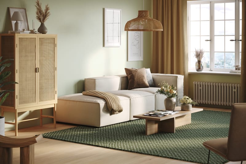 Cubo 3-sits Djup Modulsoffa + Fotpall i Tyg - Vit - Möbler - Soffa - Modulsoffa - Komplett modulsoffa
