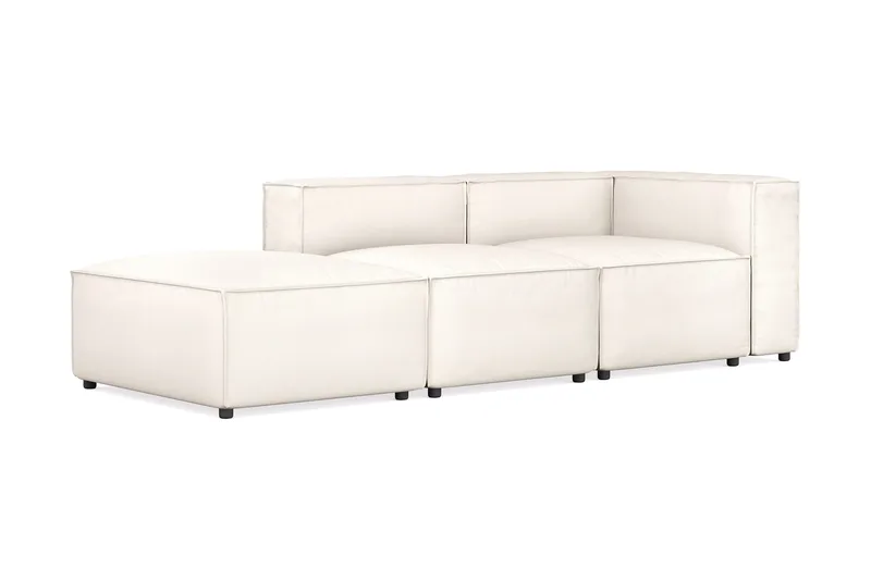 Cubo 3-sits Djup Modulsoffa + Fotpall i Tyg - Vit - Möbler - Soffa - Modulsoffa - Komplett modulsoffa