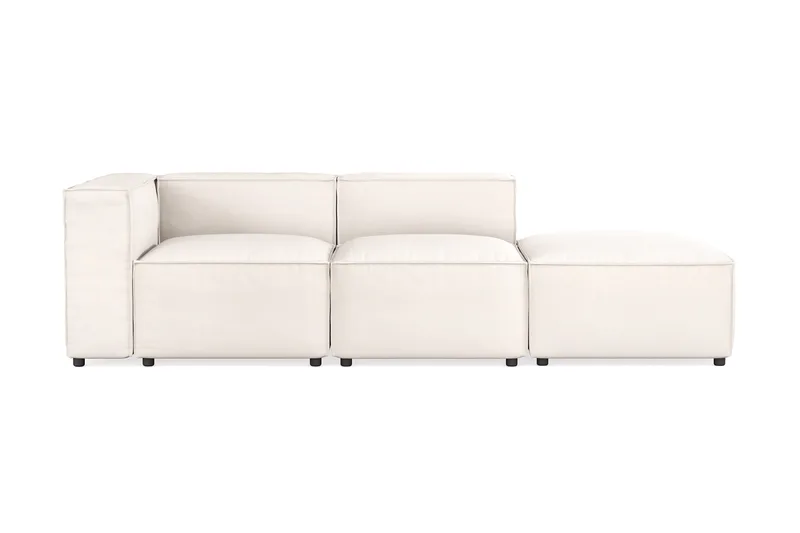 Cubo 3-sits Djup Modulsoffa + Fotpall i Tyg, Vit