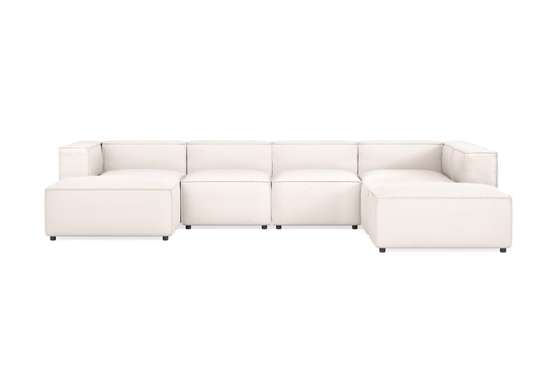 Cubo 5-sits U-formad Djup Modulsoffa Med Divan och Schäslong i Sammet - Vit - Möbler - Soffa - U-soffa
