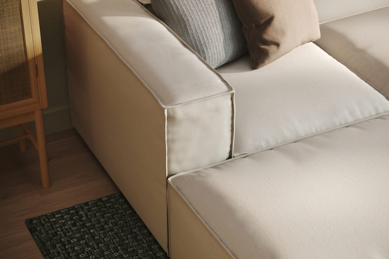 Cubo 5-sits U-formad Djup Modulsoffa Med Divan och Schäslong i Sammet - Vit - Möbler - Soffa - U-soffa