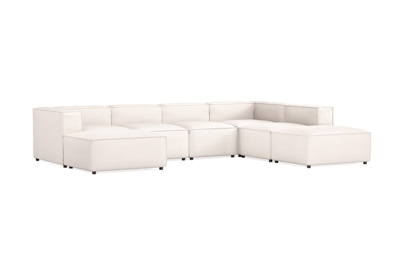 Cubo 5-sits U-formad Djup Modulsoffa Med Divan och Schäslong i Sammet - Vit - Möbler - Soffa - U-soffa
