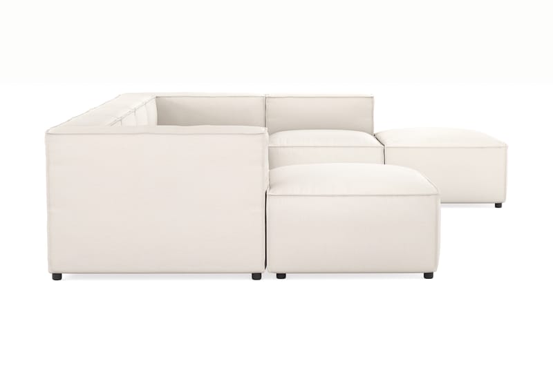 Cubo 5-sits U-formad Djup Modulsoffa Med Divan och Schäslong i Sammet - Vit - Möbler - Soffa - U-soffa