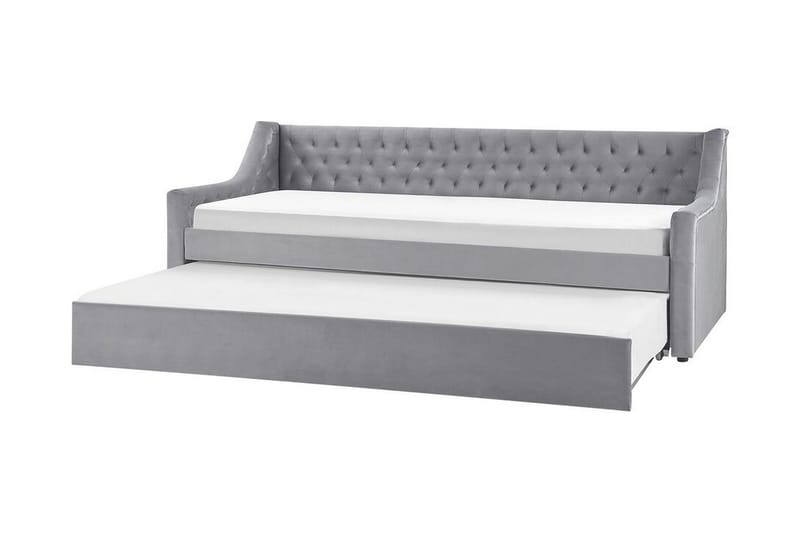 Dagbädd 90 x 200 cm sammet grå MONTARGIS - Grå - Möbler - Soffa - Dagbädd - Dagbädd dubbelsäng