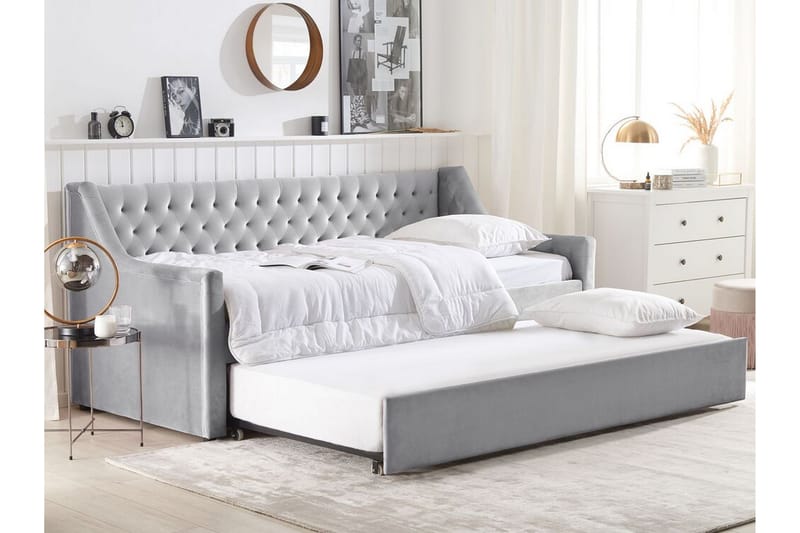 Dagbädd 90 x 200 cm sammet grå MONTARGIS - Grå - Möbler - Soffa - Dagbädd