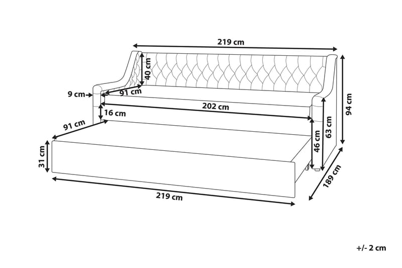 Dagbädd 90 x 200 cm sammet grå MONTARGIS - Grå - Möbler - Soffa - Dagbädd