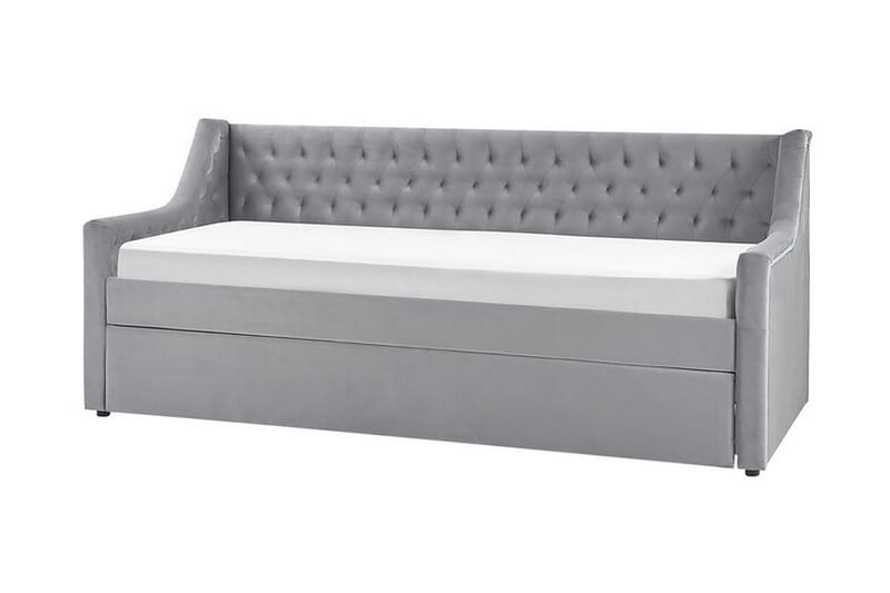Dagbädd 90 x 200 cm sammet grå MONTARGIS - Grå - Möbler - Soffa - Dagbädd - Dagbädd dubbelsäng