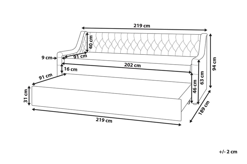 Dagbädd 90 x 200 cm sammet grå MONTARGIS - Grå - Möbler - Soffa - Dagbädd - Dagbädd dubbelsäng