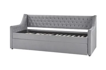 Dagbädd 90 x 200 cm sammet grå MONTARGIS - Grå - Möbler - Soffa - Dagbädd - Dagbädd dubbelsäng