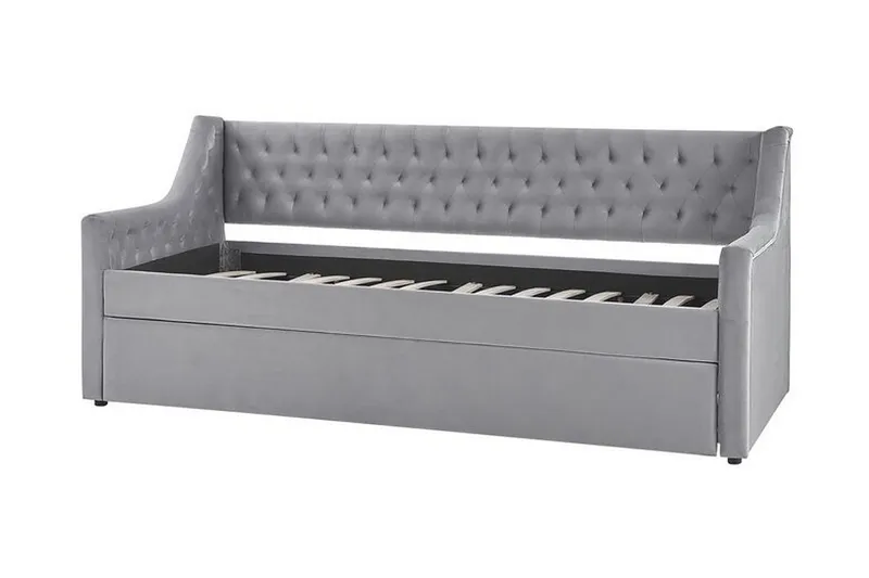 Dagbädd 90 x 200 cm sammet grå MONTARGIS - Grå - Möbler - Soffa - Dagbädd - Dagbädd dubbelsäng