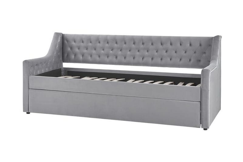 Dagbädd 90 x 200 cm sammet grå MONTARGIS - Grå - Möbler - Soffa - Dagbädd - Dagbädd dubbelsäng
