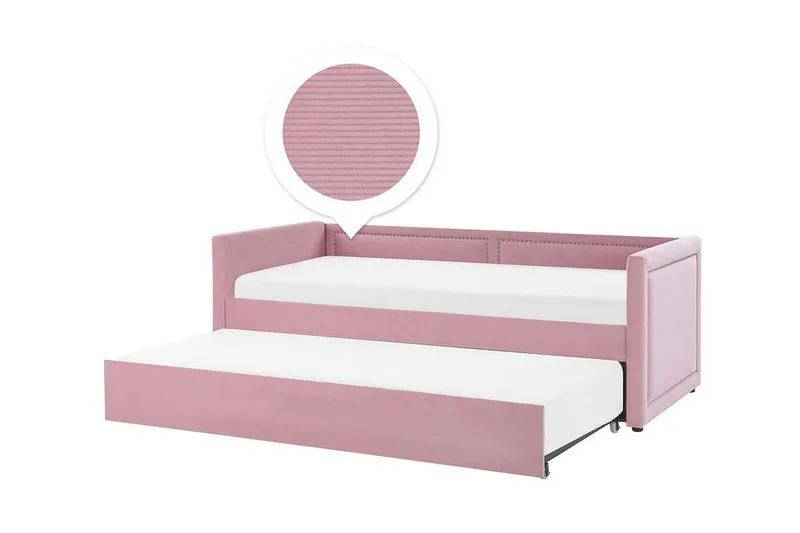 Dagbädd 90 x 200 cm sammet rosa MIMIZAN - Rosa - Möbler - Soffa - Dagbädd - Dagbädd dubbelsäng
