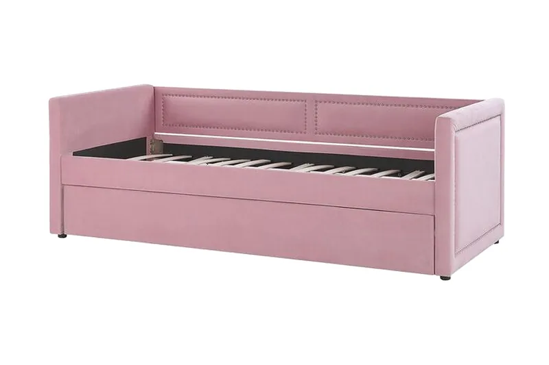 Dagbädd 90 x 200 cm sammet rosa MIMIZAN - Rosa - Möbler - Soffa - Dagbädd - Dagbädd dubbelsäng