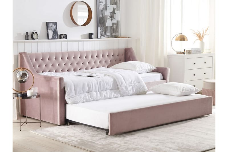 Dagbädd 90 x 200 cm sammet rosa MONTARGIS - Rosa - Möbler - Soffa - Dagbädd