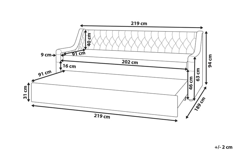 Dagbädd 90 x 200 cm sammet rosa MONTARGIS - Rosa - Möbler - Soffa - Dagbädd