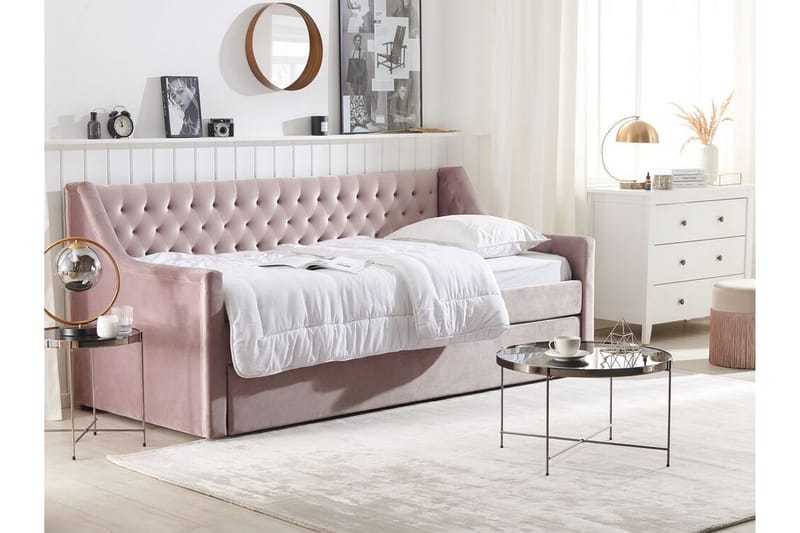 Dagbädd 90 x 200 cm sammet rosa MONTARGIS - Rosa - Möbler - Soffa - Dagbädd