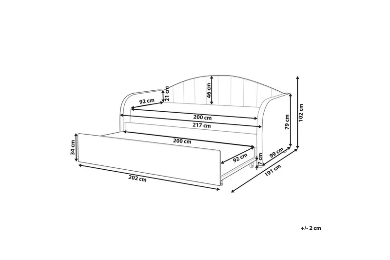 Dagbädd Eyburie med lamellram Beige, Bouclé - Beige, Bouclé - Möbler - Säng - Gästsäng & extrasäng - Utdragssäng
