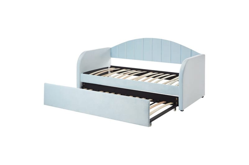 Dagbädd Eyburie med lamellram Blå, Sammet - Blå, Sammet - Möbler - Säng - Gästsäng & extrasäng - Utdragssäng