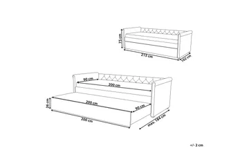 Libourne Dagbädd 90|200 cm - Grå - Möbler - Soffa - Dagbädd - Dagbädd dubbelsäng