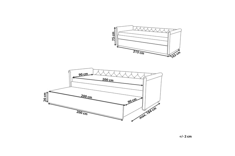 Libourne Dagbädd 90|200 cm - Grå - Möbler - Soffa - Dagbädd - Dagbädd dubbelsäng