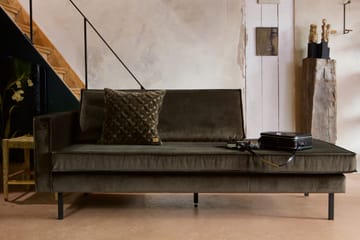 Lissbon 2-sits Vänster Sammetssoffa 203 cm med Dagbädd och Schäslong - Grön - Möbler - Soffa - Dagbädd - Dagbädd dubbelsäng