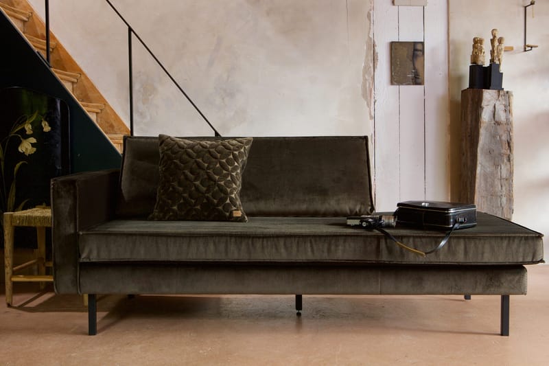 Lissbon 2-sits Vänster Sammetssoffa 203 cm med Dagbädd och Schäslong - Grön - Möbler - Soffa - Dagbädd - Dagbädd dubbelsäng