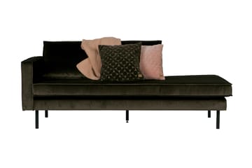 Lissbon 2-sits Vänster Sammetssoffa 203 cm med Dagbädd och Schäslong - Grön - Möbler - Soffa - Dagbädd - Dagbädd dubbelsäng