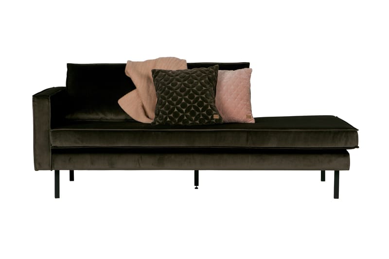 Lissbon 2-sits Vänster Sammetssoffa 203 cm med Dagbädd och Schäslong - Grön - Möbler - Soffa - Dagbädd - Dagbädd dubbelsäng