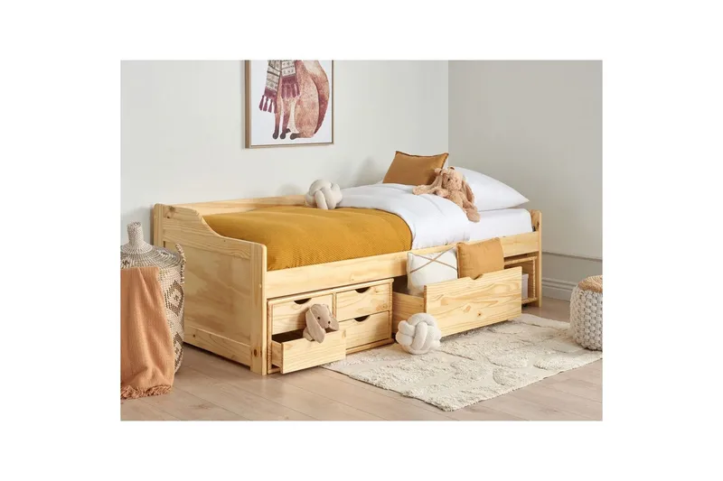 Dagbädd Royville med förvaring Ljus Trä - Ljus Trä - Möbler - Soffa - Dagbädd - Dagbädd dubbelsäng