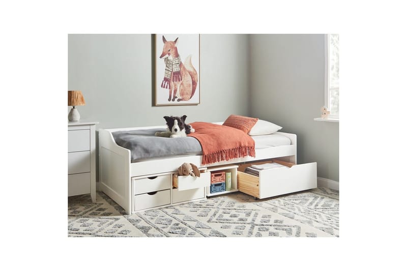 Dagbädd Royville med förvaring Vit-Ljust Trä - Vit-Ljust Trä - Möbler - Soffa - Dagbädd - Dagbädd dubbelsäng