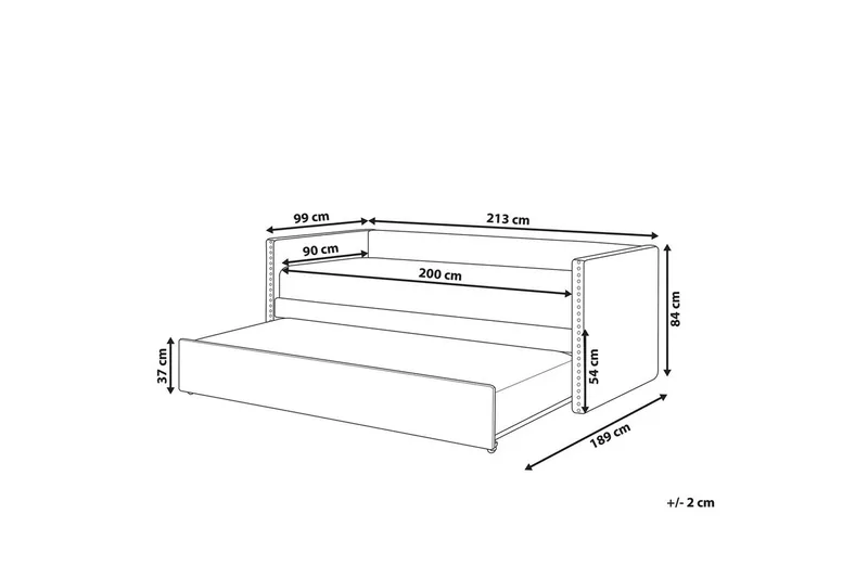 Dagbädd Troyes med lamellram Grå - Grå - Möbler - Säng - Gästsäng & extrasäng - Utdragssäng