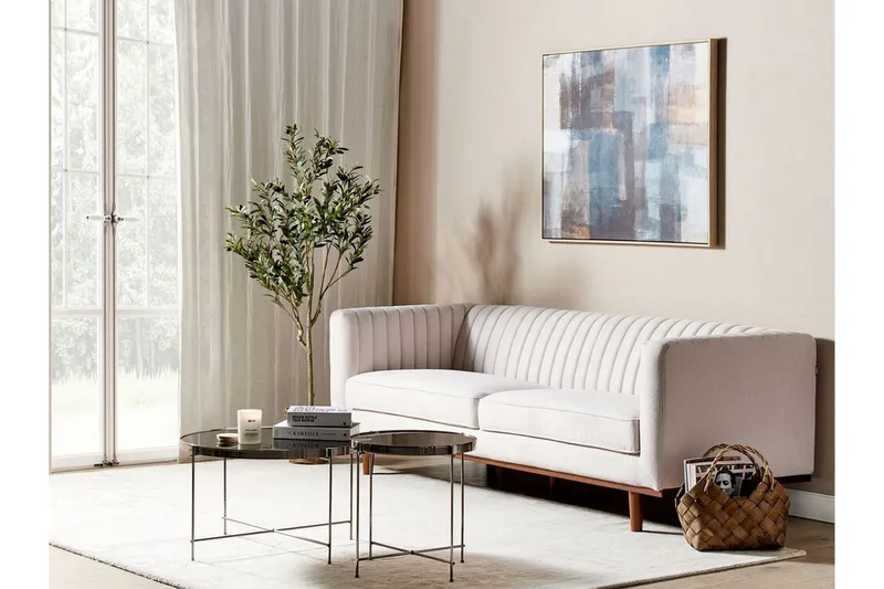 Daymian Soffa 3-sits - Beige/Mörkt trä - Möbler - Soffa - 3 sits soffa