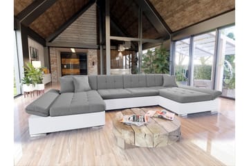 Dewitt Bäddsoffa Dubbelschäslong 4-sits i Konstläder - Vit/Grå - Möbler - Soffa - Skinnsoffa