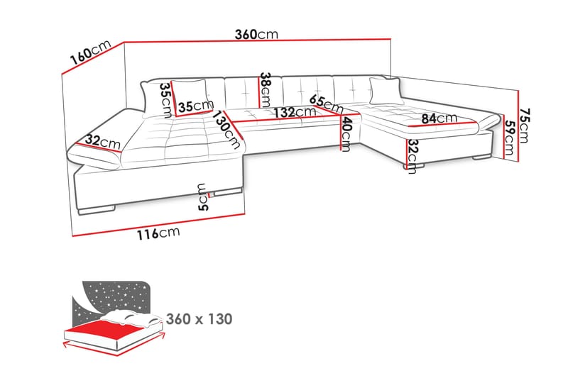 Dewitt Bäddsoffa Dubbelschäslong 4-sits i Sammet - Gul - Möbler - Soffa - Sammetssoffa