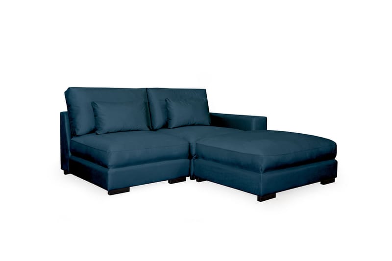 Divansoffa Columbus Vänster Sammet - Blå - 2 sits soffa med divan - Sammetssoffa - Divansoffa & schäslongsoffa